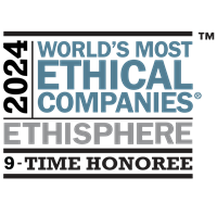 2024 Worlds Most Ethical by Ethisphere 9-time honoree award logo
